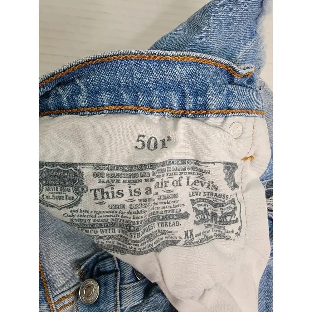 Levis 501 Denim Shorts Womens SZ 26 Cutoff Button Fly Frayed Blue 100% Cotton